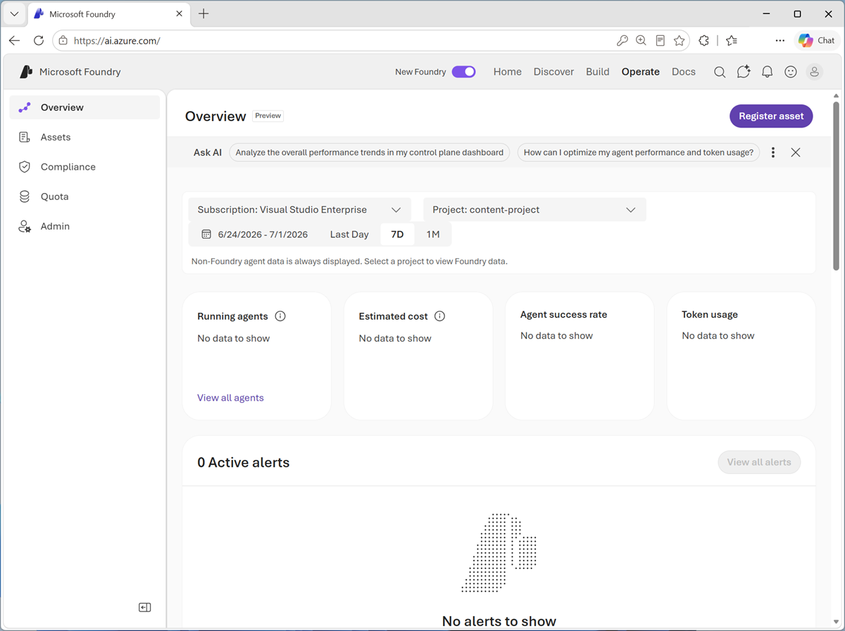 Screenshot of the Operate page.