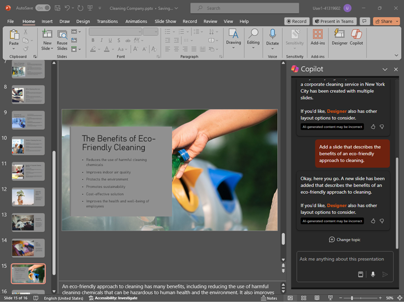 Screenshot of PowerPoint presentation create a new slide.