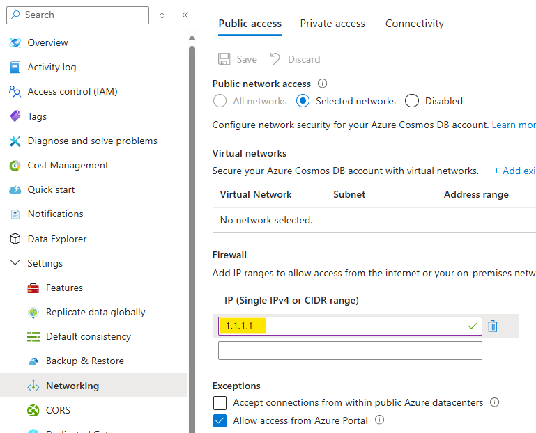 Cosmos DB Firewall