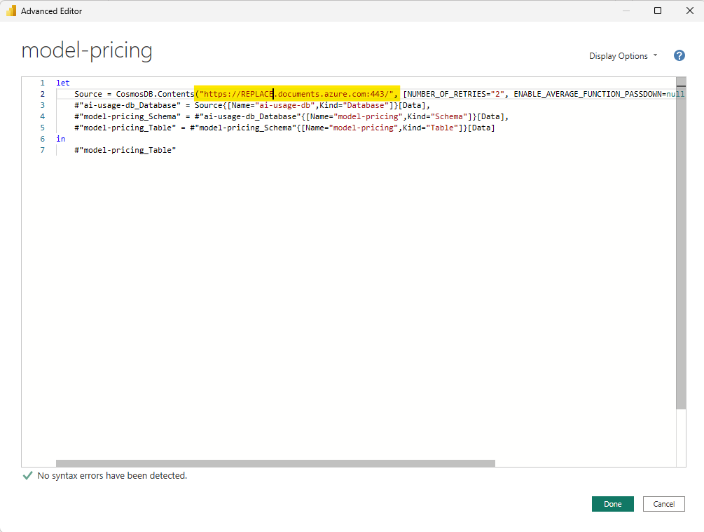 Edit Data Model Pricing