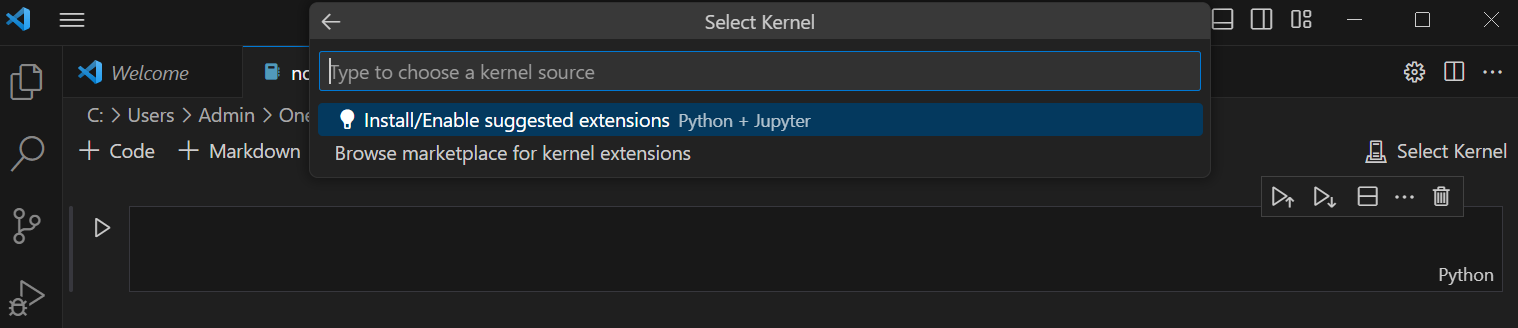 A screenshot showing how to install the extensions.
