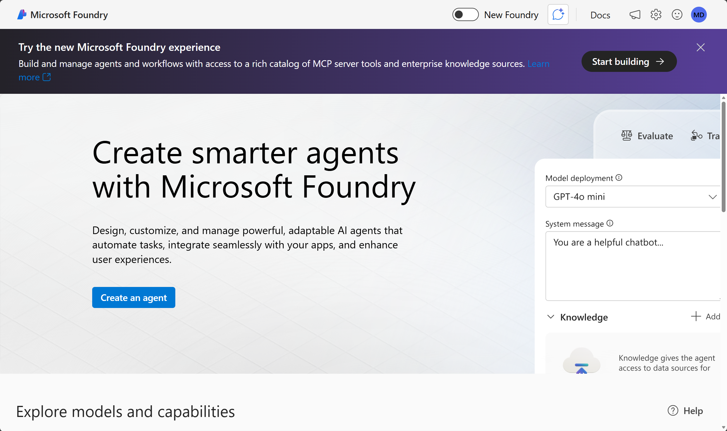 Screenshot of Foundry portal.