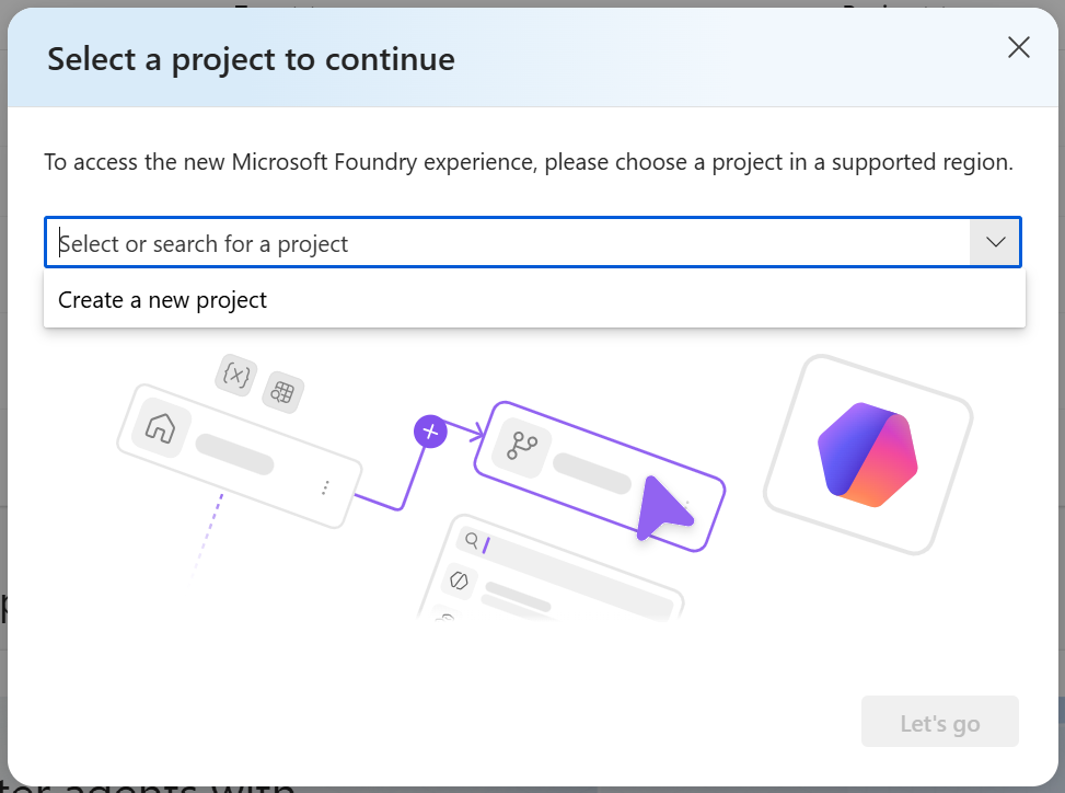 Screenshot of the Create a project page in Foundry portal.