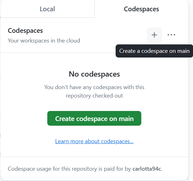 Create GitHub Codespaces