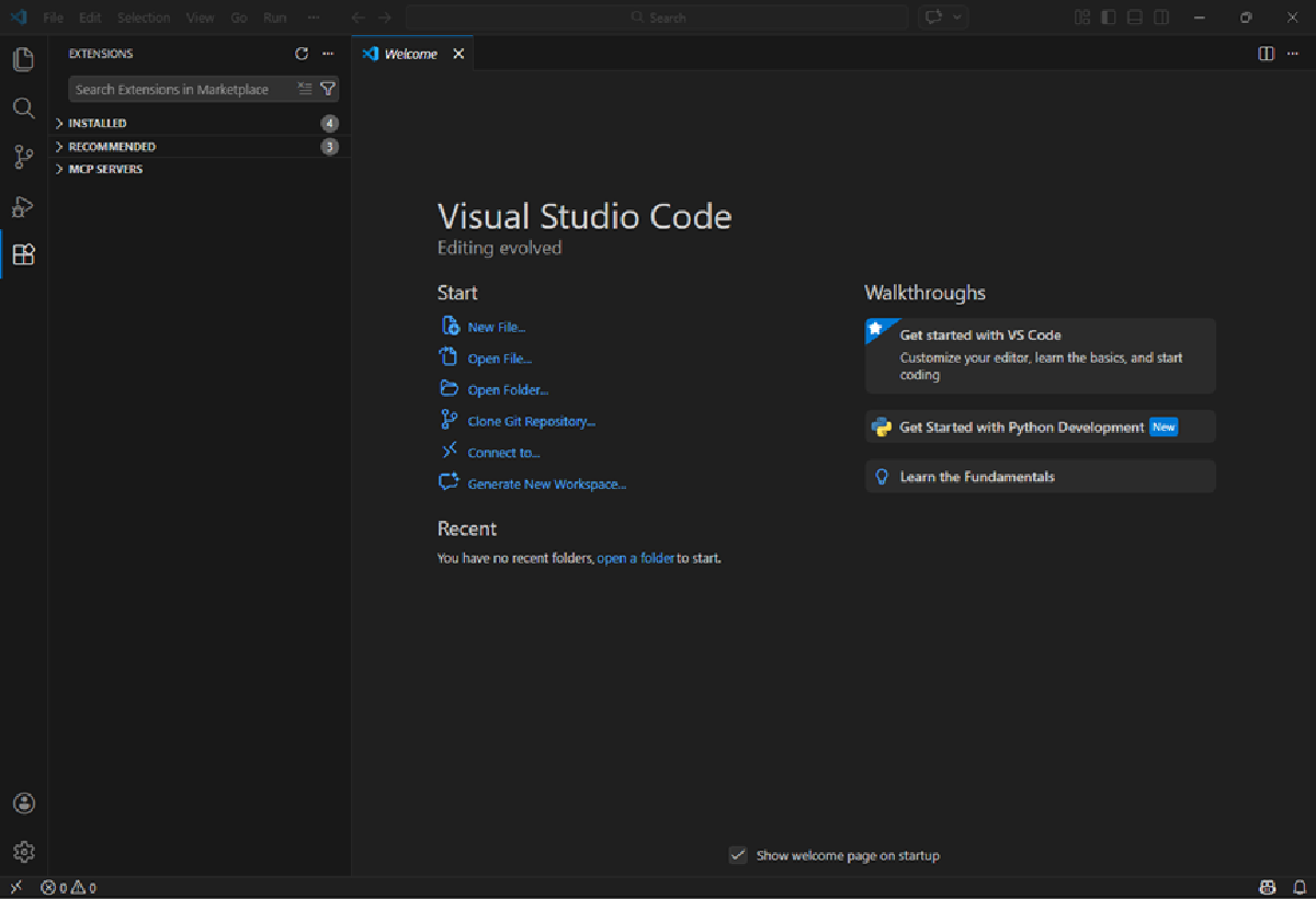 Screenshot of the Visual Studio Code extensions page.