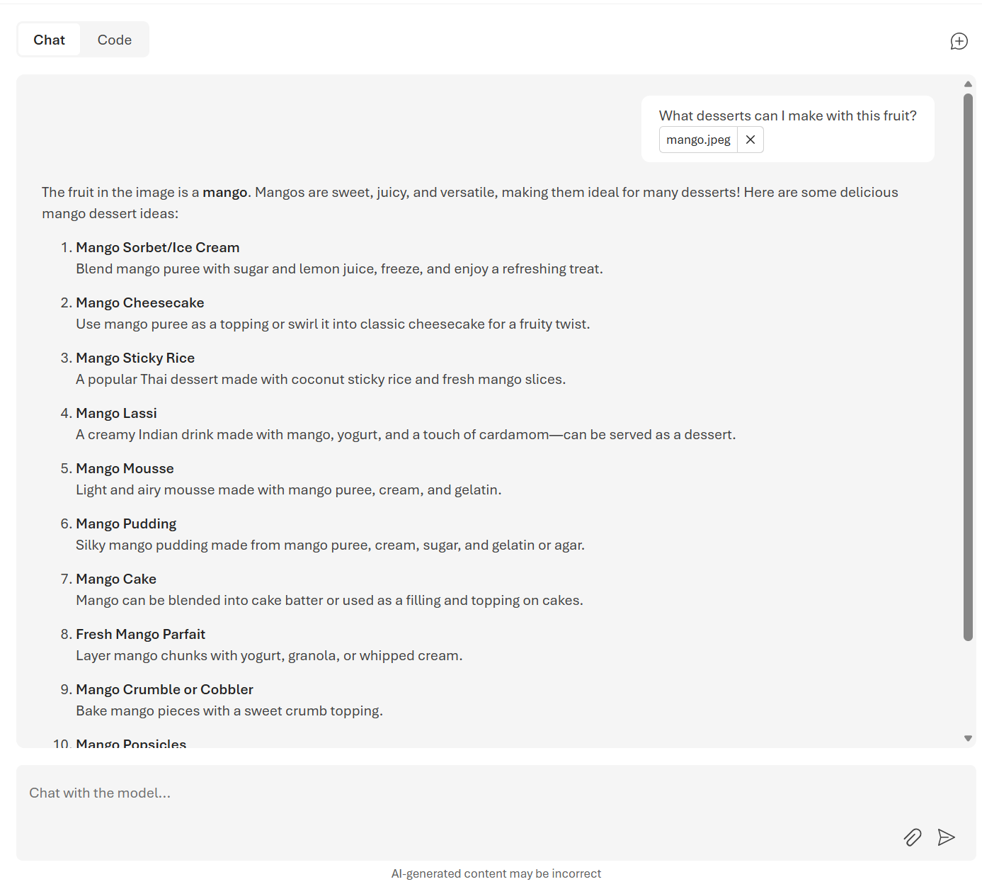 Screenshot of the chat playground page.