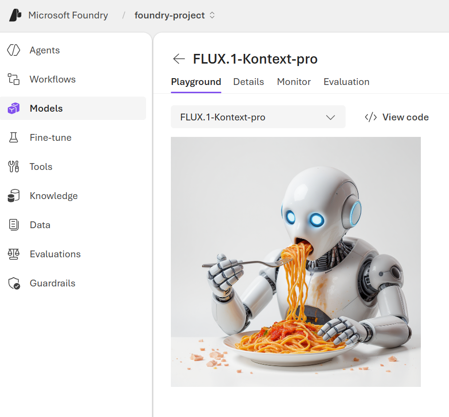 Screenshot of the images playground with a generated image.