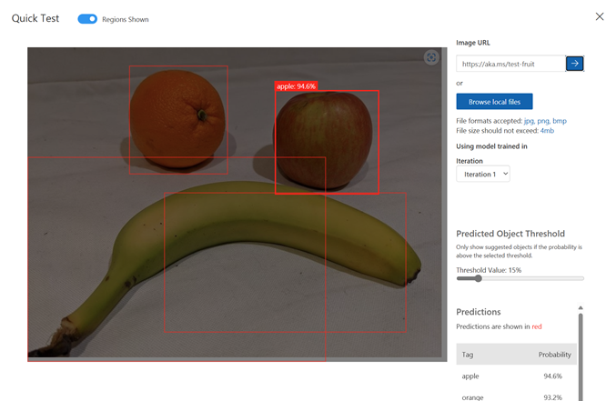 Screenshot of testing object detection