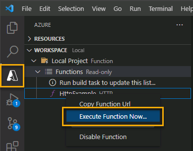 Screenshot showing the location of the Execute Function Now... step.