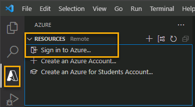 Screenshot of the Sign in to Azure button.
