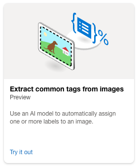 The Extract common tags from images tile is displayed.