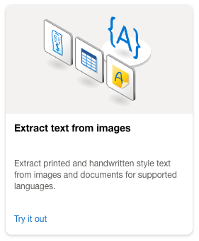 The Extract text from images tile is displayed.