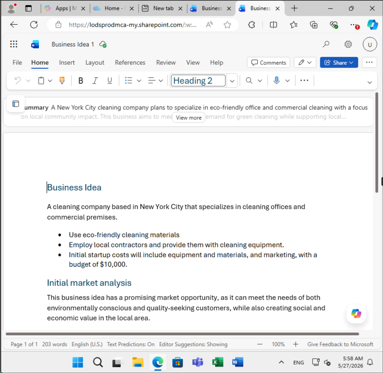 Screenshot of the Copilot pane in Microsoft Word.