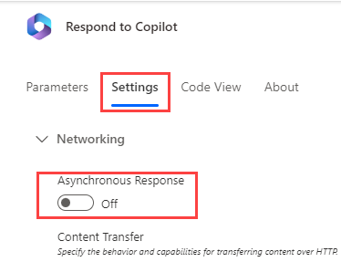 Screenshot of response action settings.