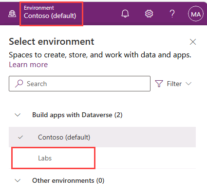 Select your environment in the Maker portal.