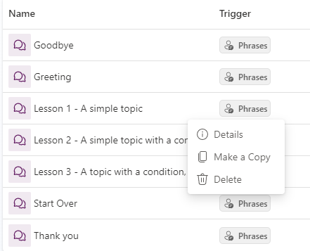 Delete topic in CoPilot Studio portal.