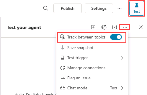 Track between topics.