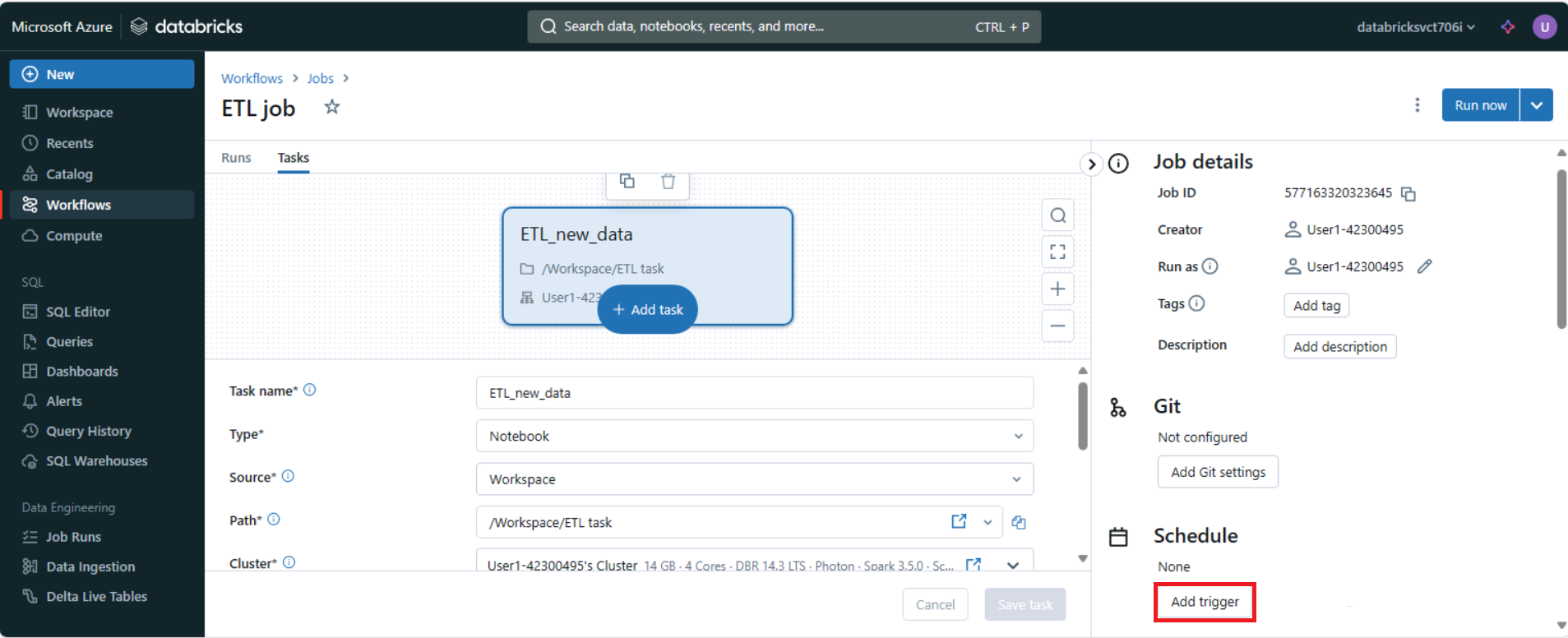 Volet des tâches de workflow