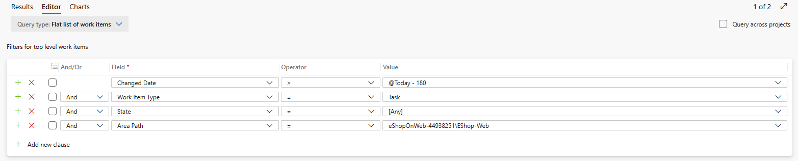 Screenshot of the new query in the query editor."
