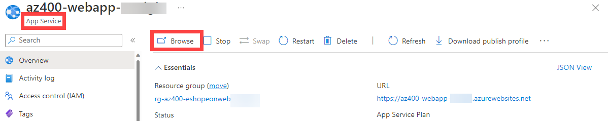 Screenshot of the browse WebApp.