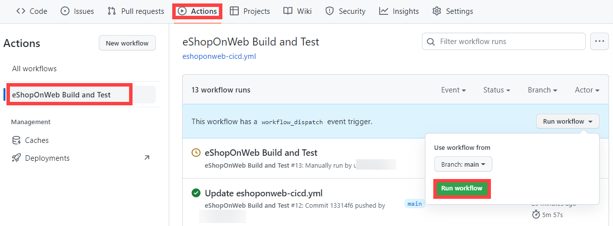 Screenshot of the manual trigger workflow.