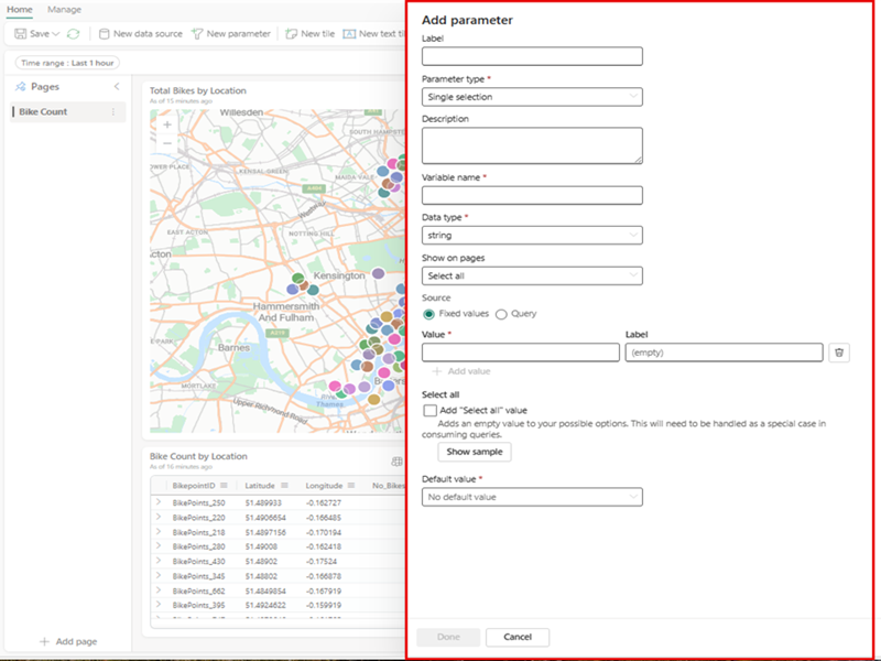 Configure los parámetros.