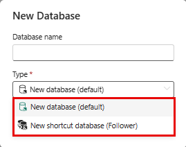 Imagen de nombrar la base de datos KQL