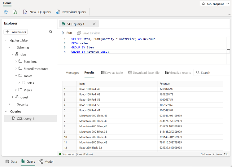 Captura de pantalla de una consulta SQL con resultados.