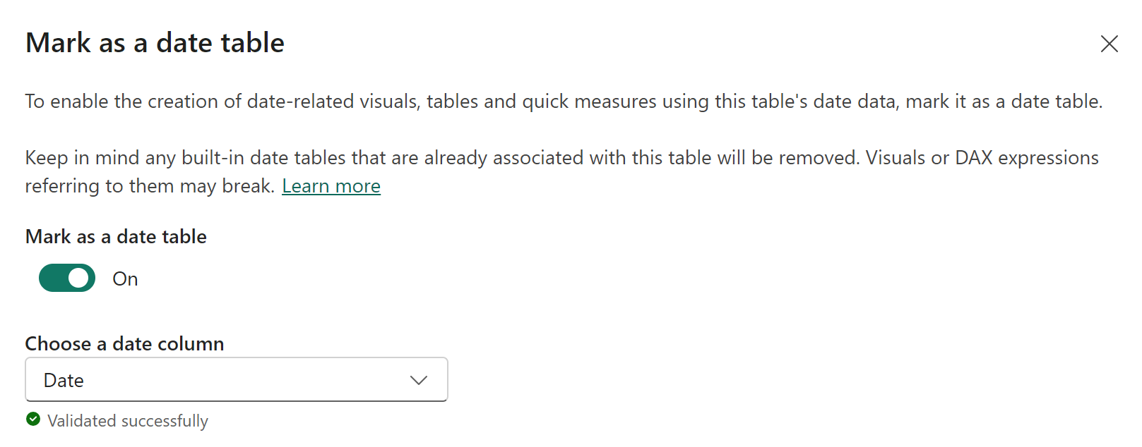 Marquer comme table de dates