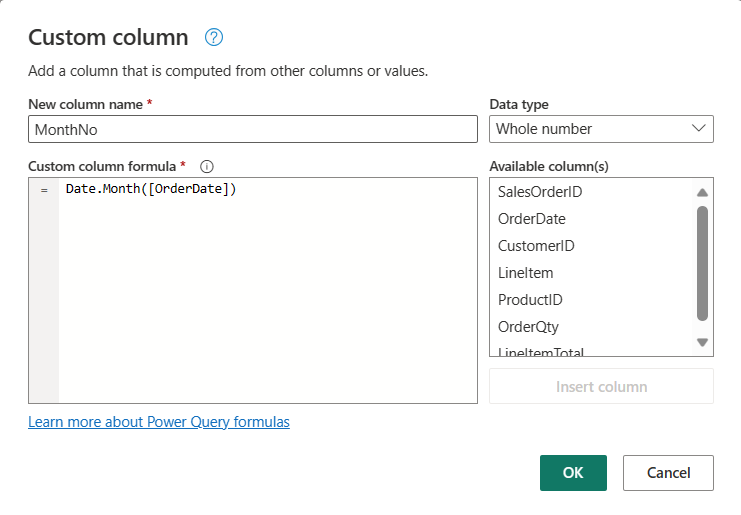 Colonne personnalisée dans l’éditeur Power Query