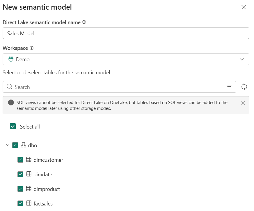 Screenshot of the new semantic model interface.