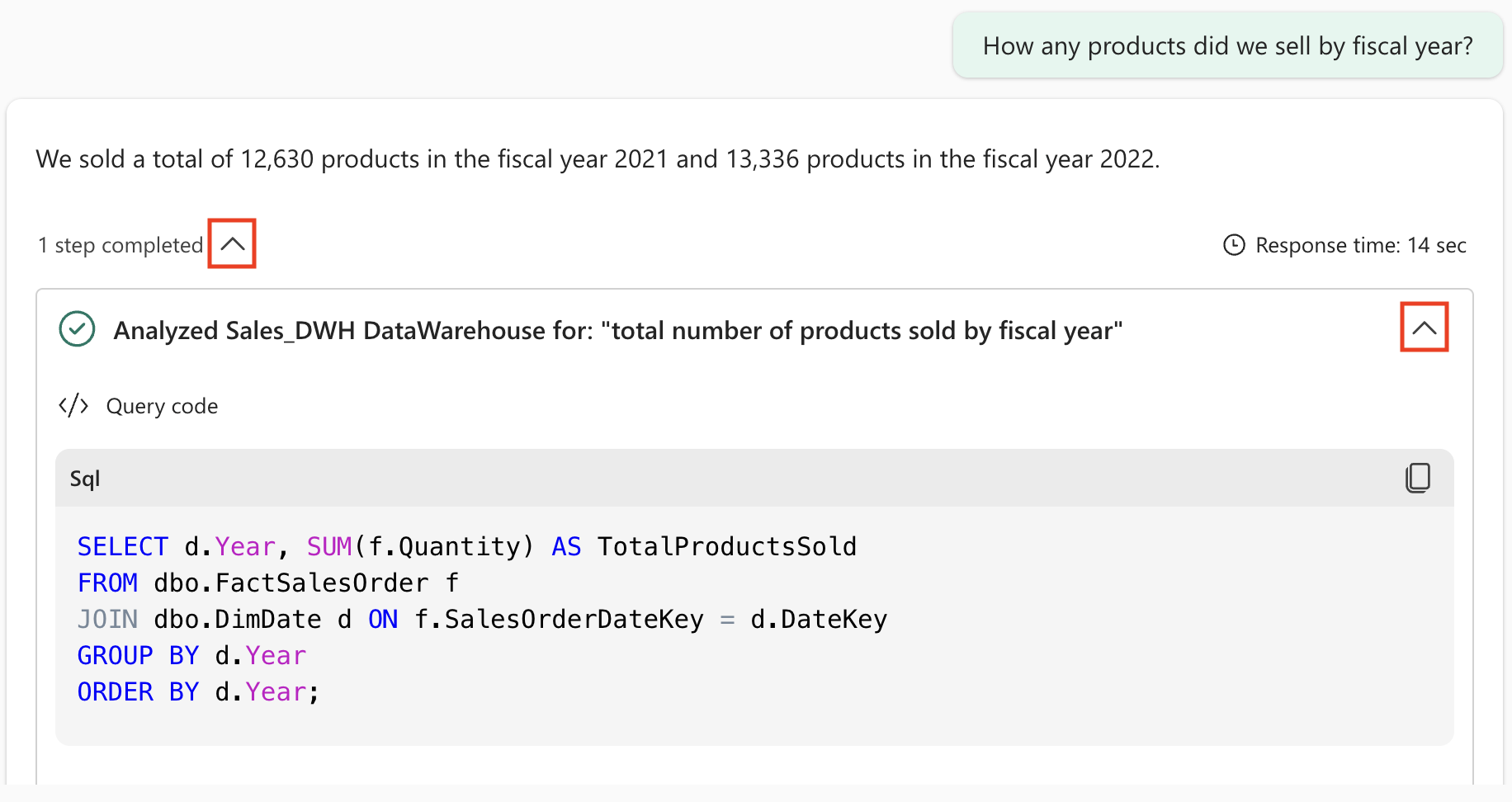 Screenshot of data agent query steps explained