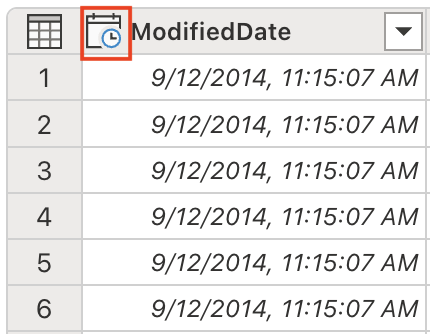 Screenshot of the dataflow modified date type correct.