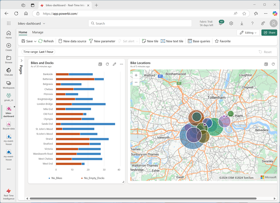 A screenshot of a dashboard with a chart and a map.