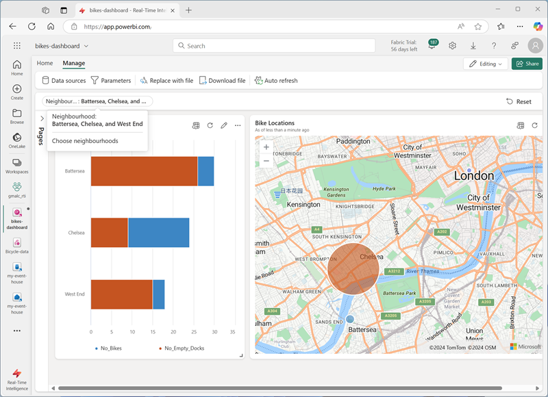 A screenshot of a dashboard with parameters selected.