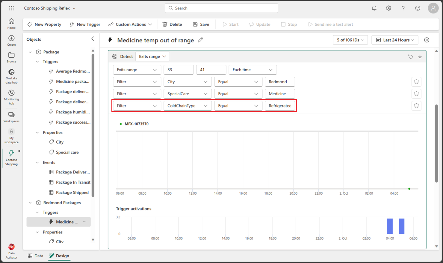 Screenshot of the Data Activator reflex Design add filter.