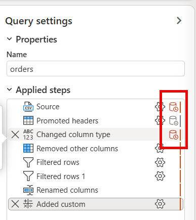 Screenshot of the applied steps.