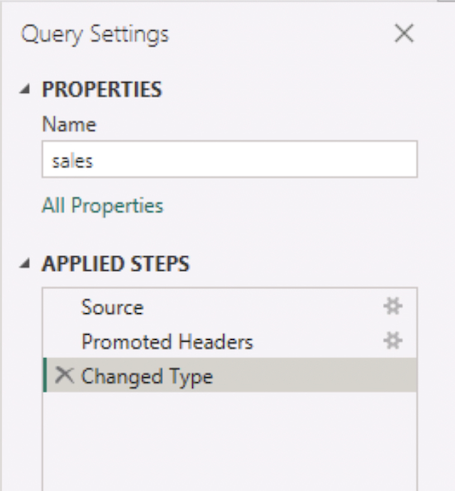 Screenshot of query settings.
