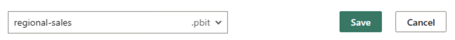 Screenshot showing how to save as a PBIT file.