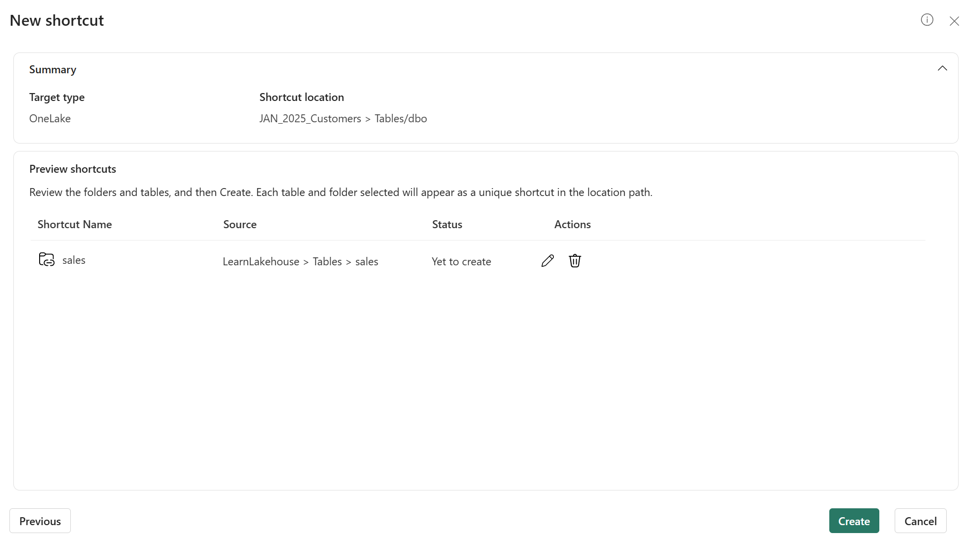 Screenshot showing shortcut confirmation with shortcut name and source location.