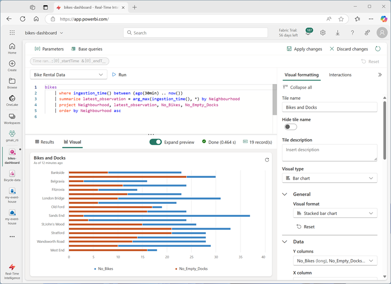 A screenshot of a tile being edited to include a bar chart.