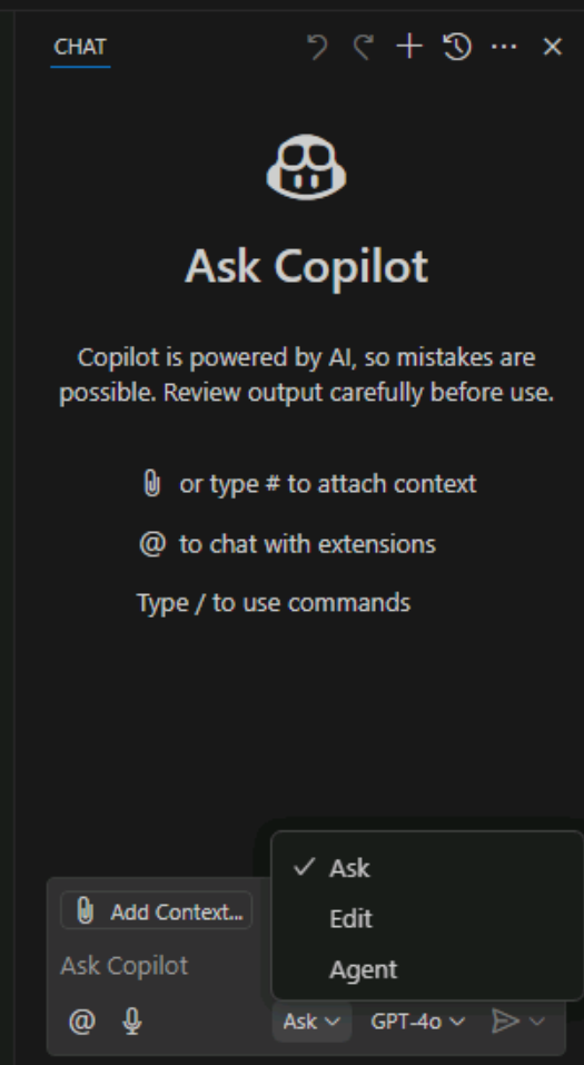 Screenshot showing the Chat view interface.