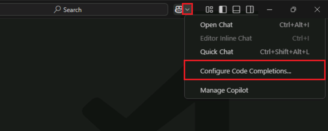 Screenshot showing how to access the Copilot Chat menu.