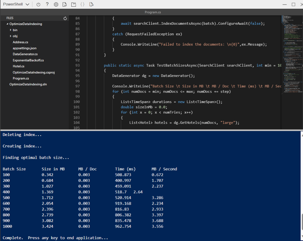 A screenshot showing the app running in VS Code with an exception.