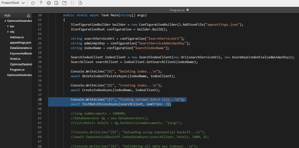 A screenshot of VS Code showing the Program.cs file.