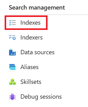 Screenshot of Indexes button.