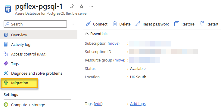 Azure Database for PostgreSQL Flexible Server migration option.